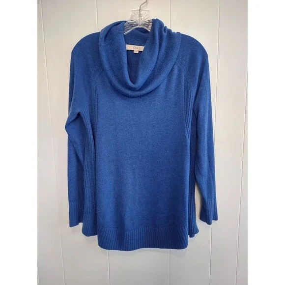 Ann Taylor Loft | Cobalt Royal Blue Women's Soft Cowl Neck Sweater Size M - Picture 1 of 7